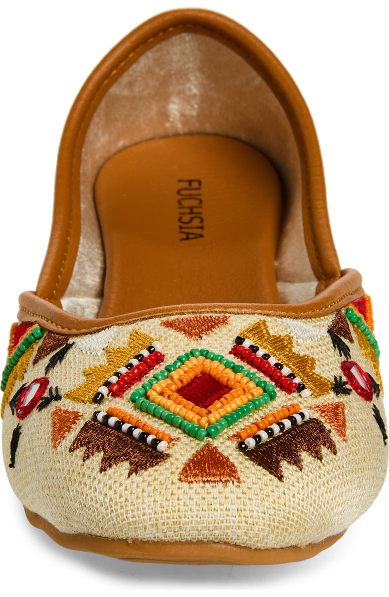FUCHSIA Embroidered Jutti Flat, Alternate, color, Beige