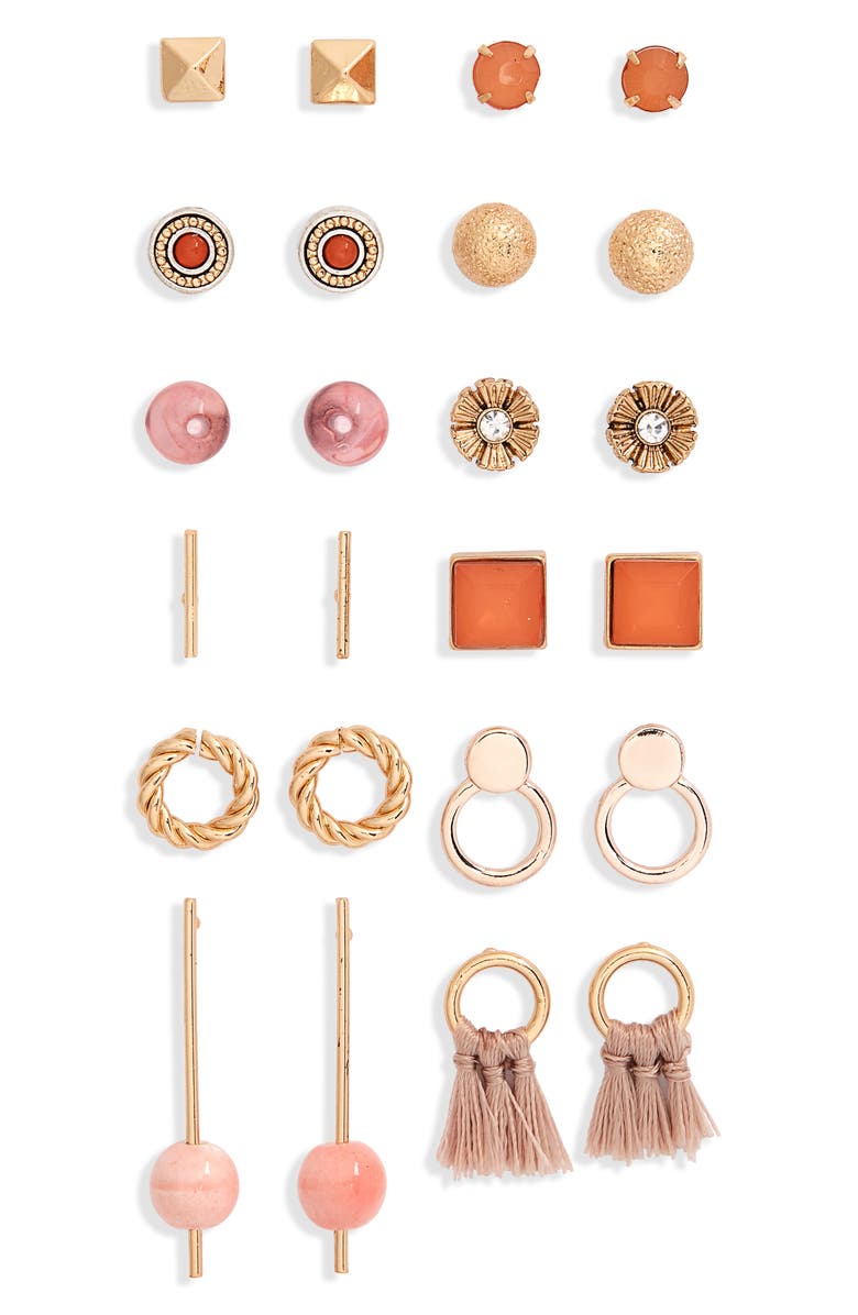 BP. Set of 12 Stud Earrings, Main, color, 