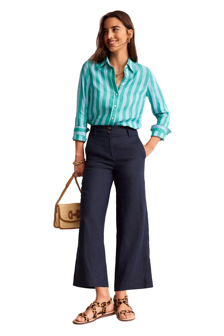Westbourne Linen Ankle Pants, Alternate, color, NAVY