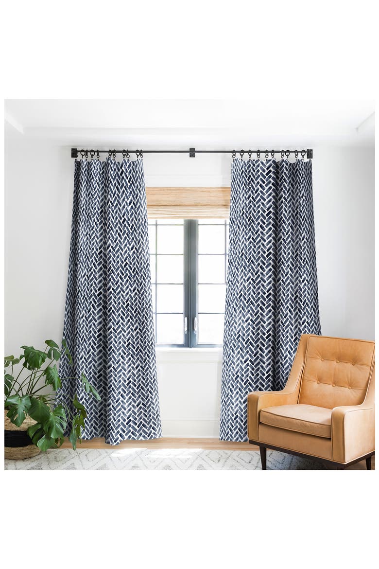 Little Arrow Design Co. Arcadia Herringbone Blackout Window Panel, Main, color, BLUE