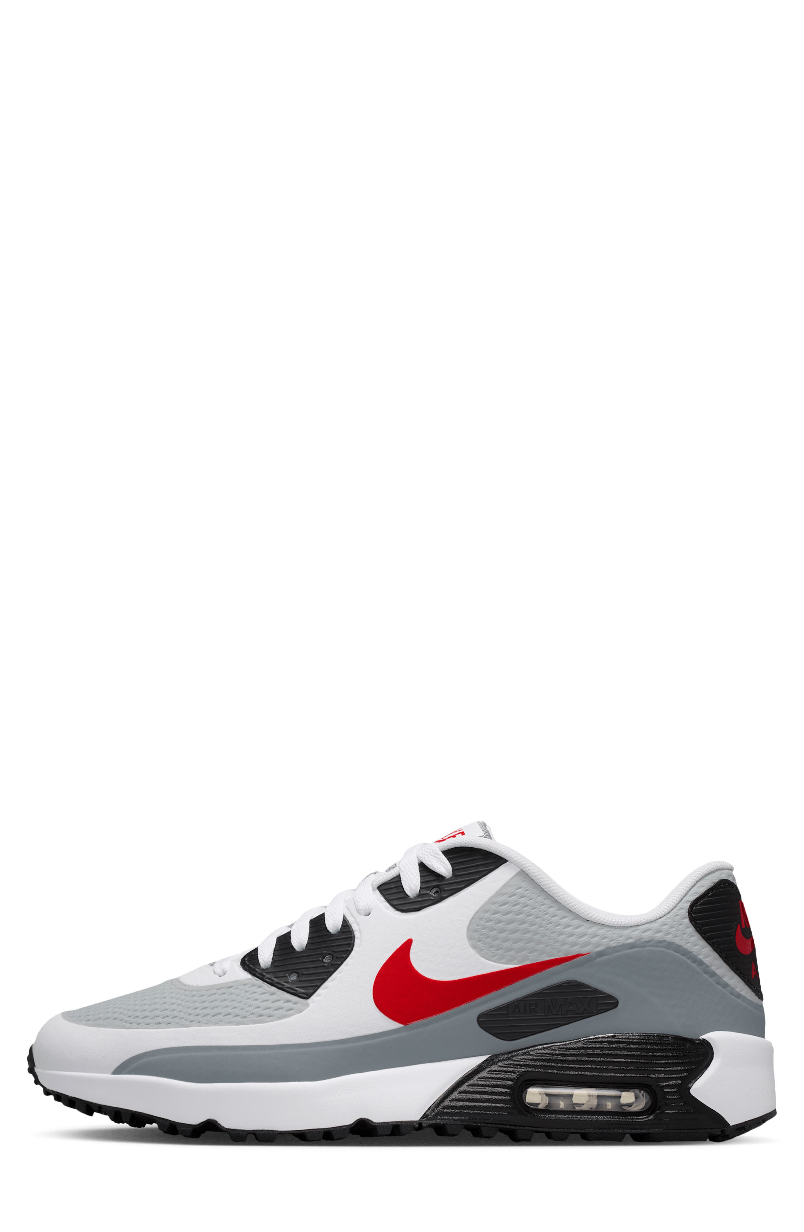 Air Max 90 Sneaker, Alternate, color, WHITE/ LIGHT GREY/ RED