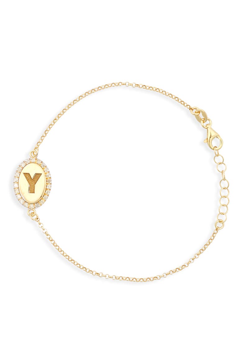 Diamond Initial Disc Bracelet, Main, color, YELLOW-Y