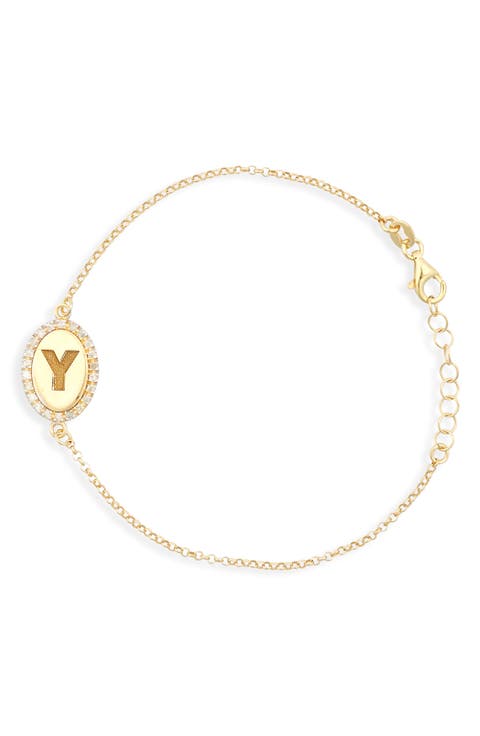 Diamond Initial Disc Bracelet