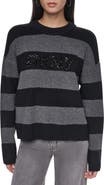 DKNY Sequin Logo Stripe Sweater