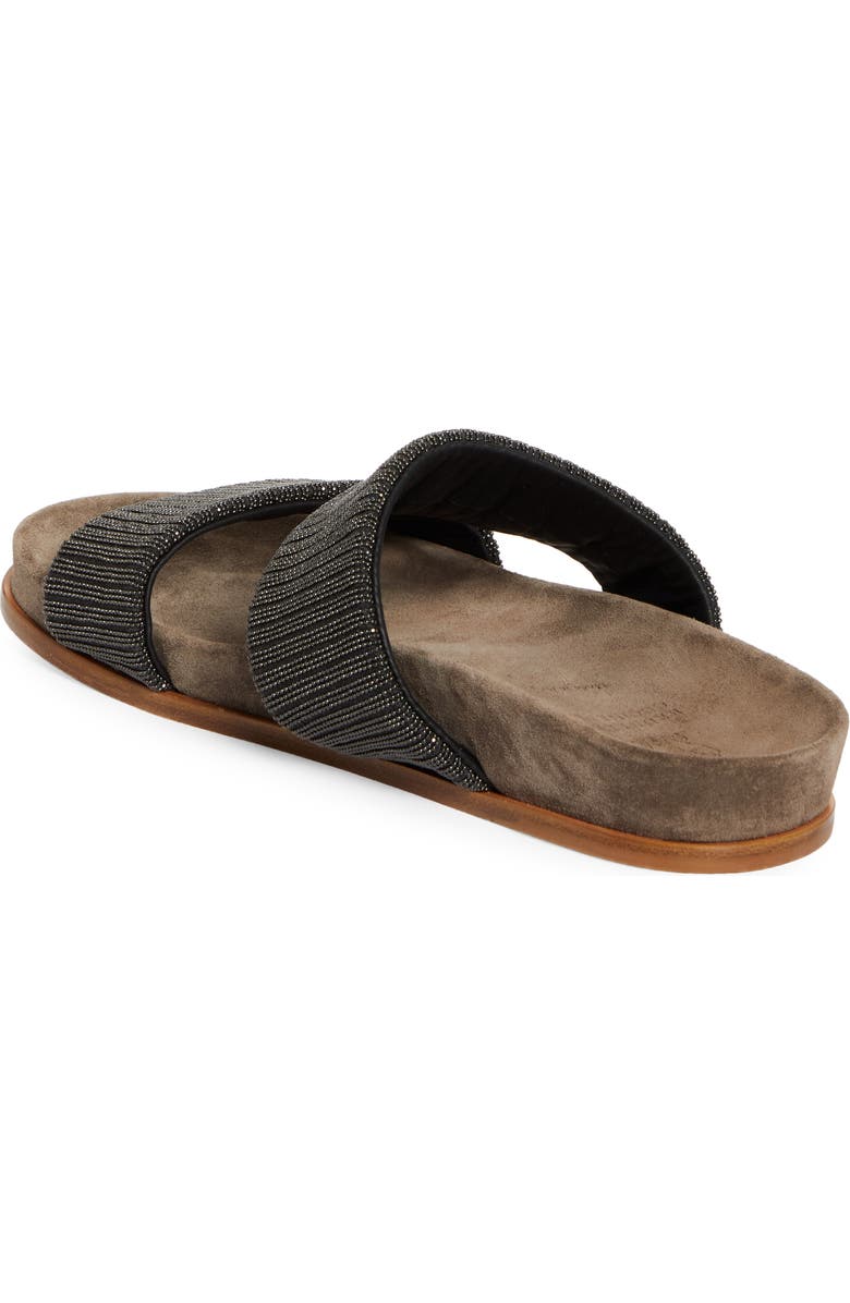 Brunello Cucinelli Monili Two-Strap Slide Sandal, Alternate, color, Antracite