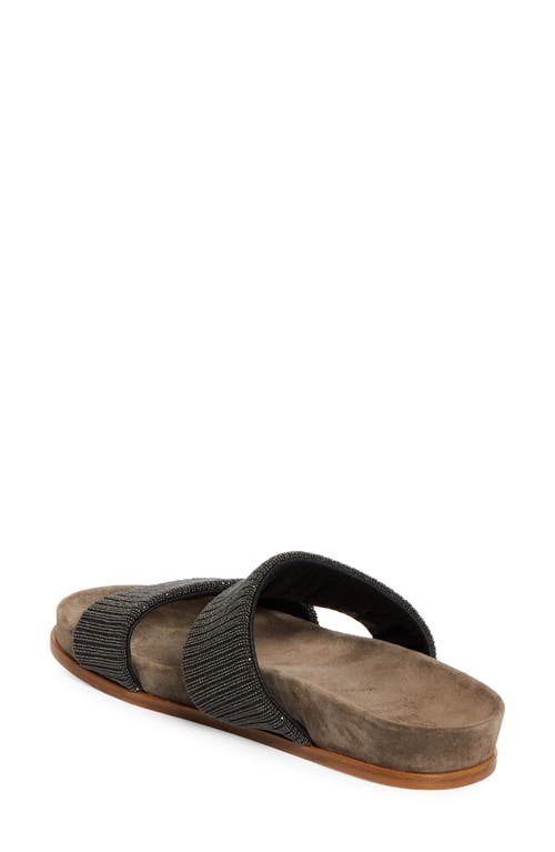 Brunello Cucinelli Monili Two-strap Slide Sandal In Antracite