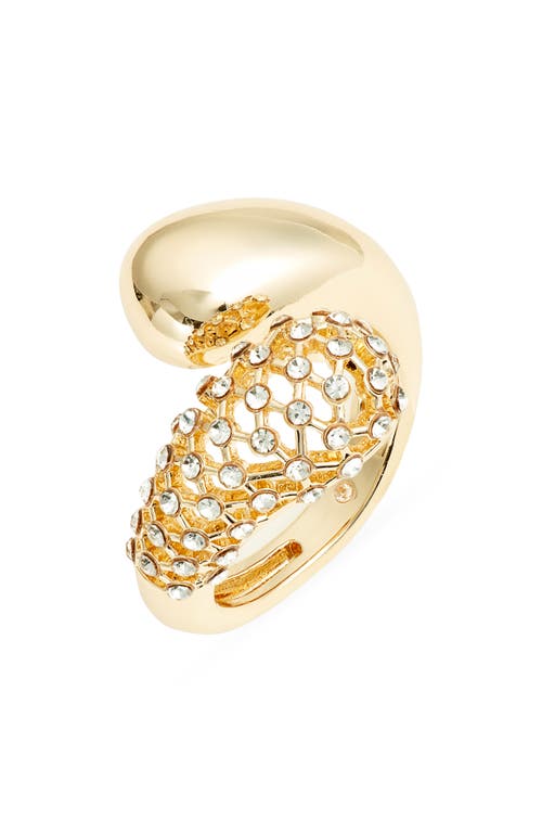 Open Edit Stone Cage Bypass Ring In Gold