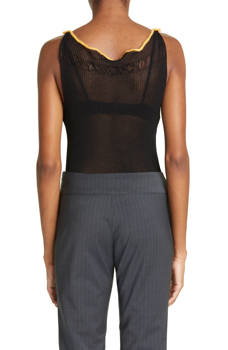 Paloma Wool Jou Contrast Trim Sheer Rib Tank Top, Alternate, color, 