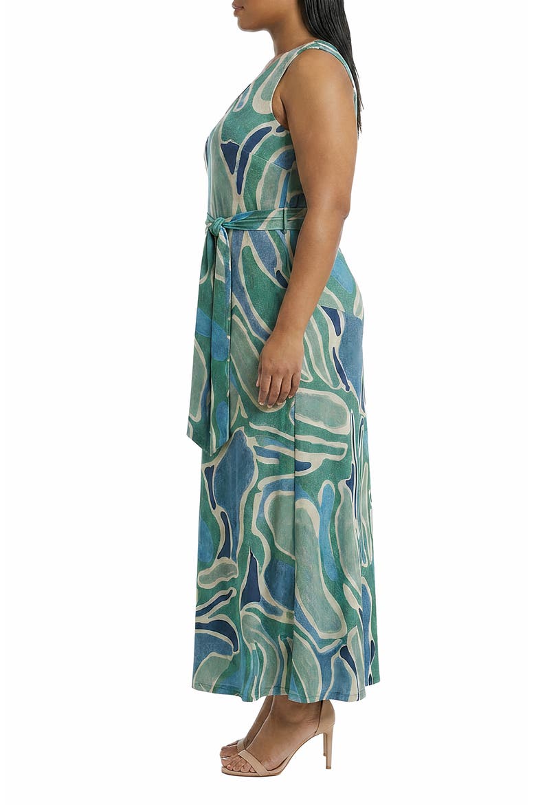 Sleeveless Asymmetric Maxi Dress, Alternate, color, GREEN/ BLUE