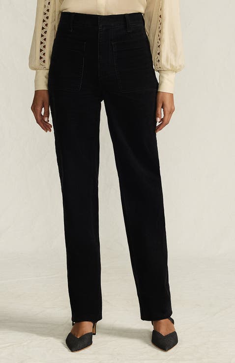 Corduroy High Rise Rail Straight Leg Pants