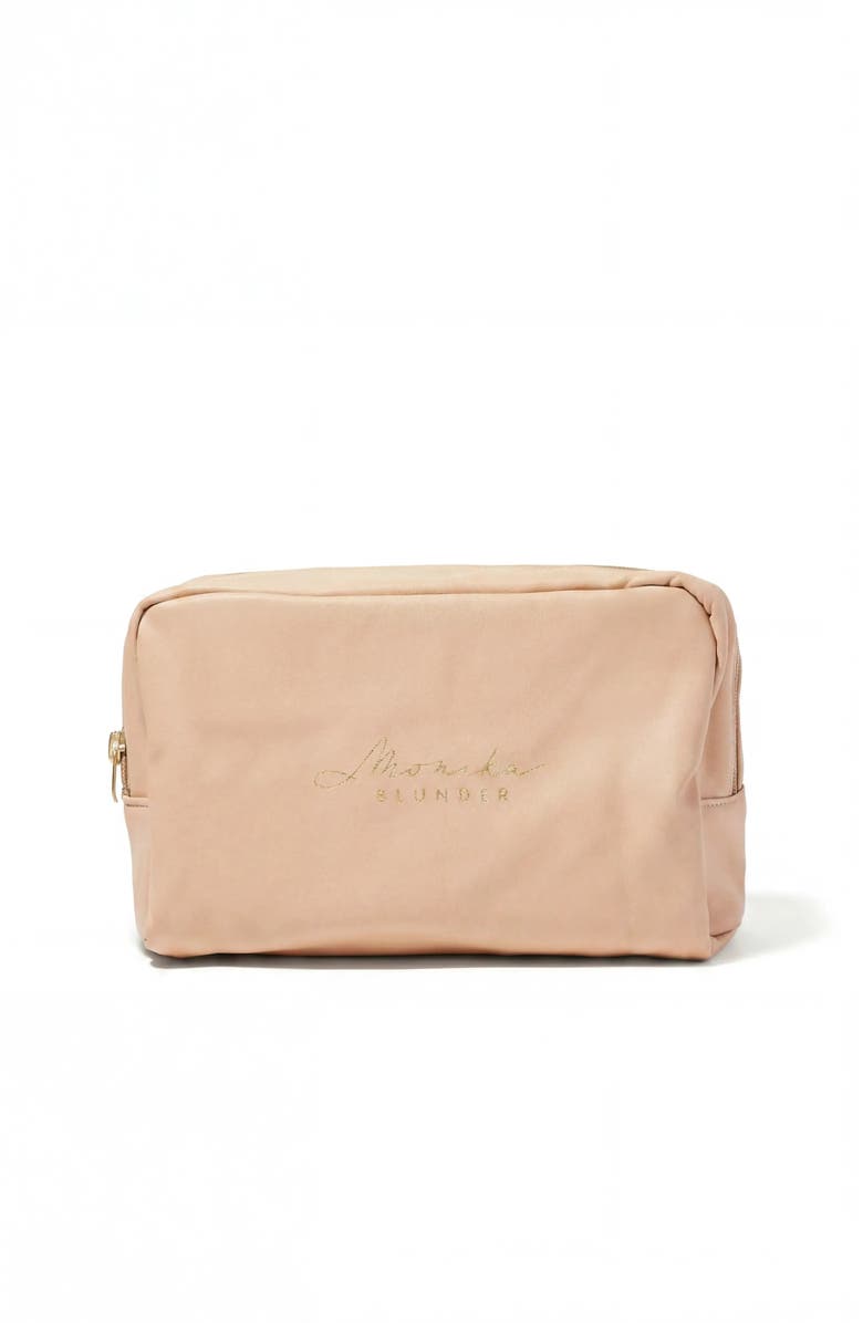 Monika Blunder Cosmetic Clutch, Main, color, Beige