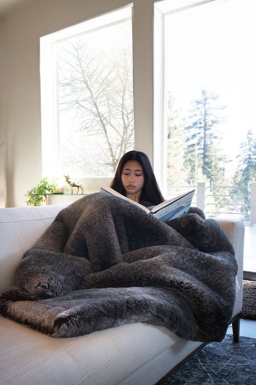 Sea To Me Blankets Alpine Abundance Faux Fur Throw Blanket In Gray