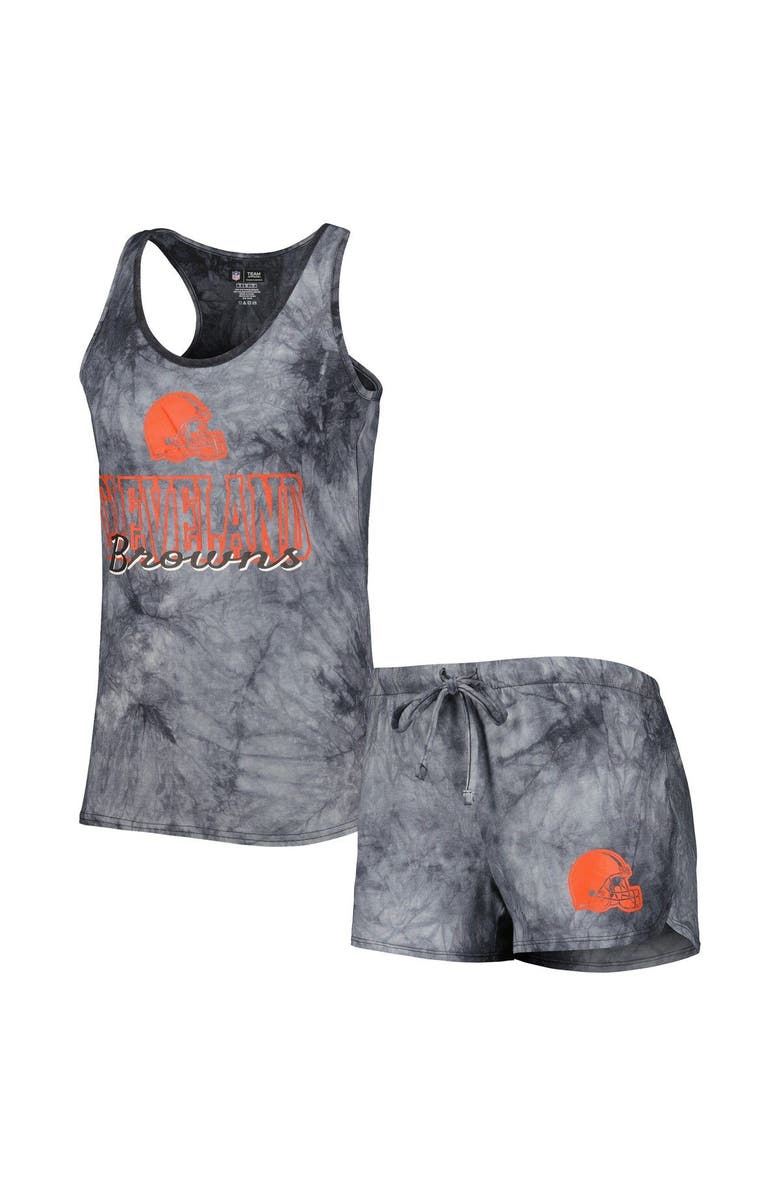 CONCEPTS SPORT Women's Concepts Sport Charcoal Cleveland Browns Billboard Scoop Neck Racerback Tank and Shorts Sleep Set, Main, color, Charcoal