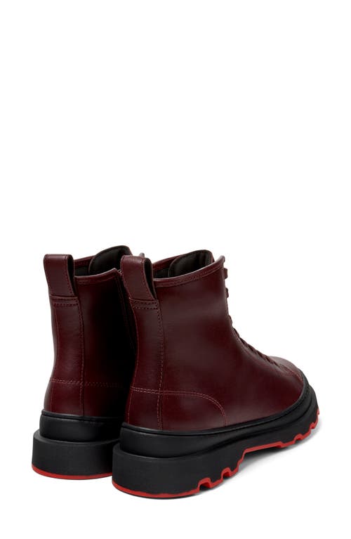 Camper Brutus Lace-up Combat Boots In Burgundy