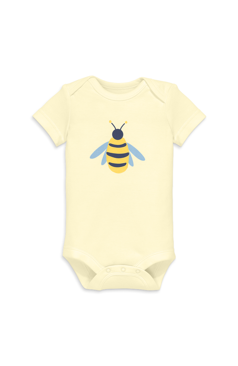 Primary Organic Short Sleeve Bumblebee Babysuit, Main, color, Light Banana