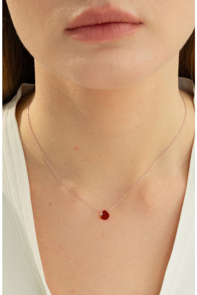 Gemma Dainty Gemstone Necklace Trendy Minimalist, Alternate, color, Red Garnet