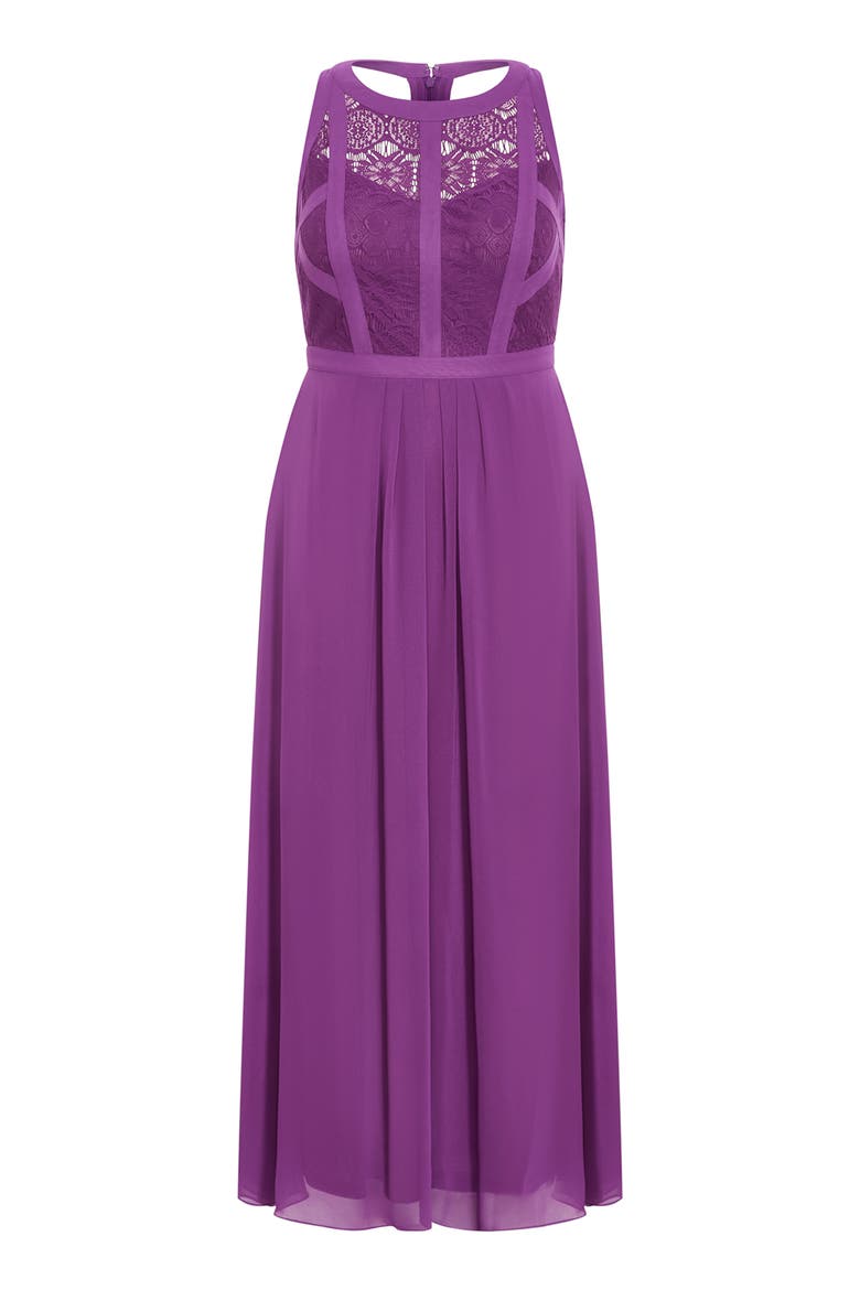 Chiffon & Lace Maxi Dress, Alternate, color, HOLLYHOCK