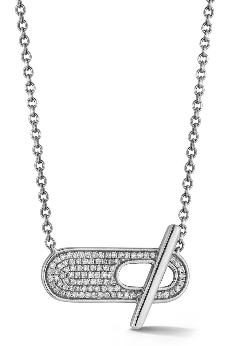 Sylvie Rose Pavé Diamond Toggle Pendant Necklace, Main, color, WHITE GOLD
