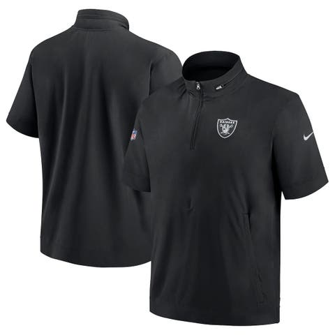 Men's Nike  Black Las Vegas Raiders Sideline Coach Short Sleeve Hoodie Quarter-Zip Jacket