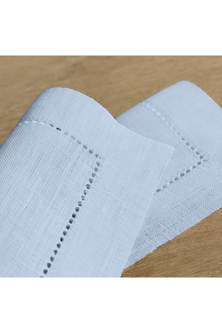 Linen Cocktail Napkins Set of 12, 6 x 6" - Classic Hemstitch, Alternate, color, Sky Blue