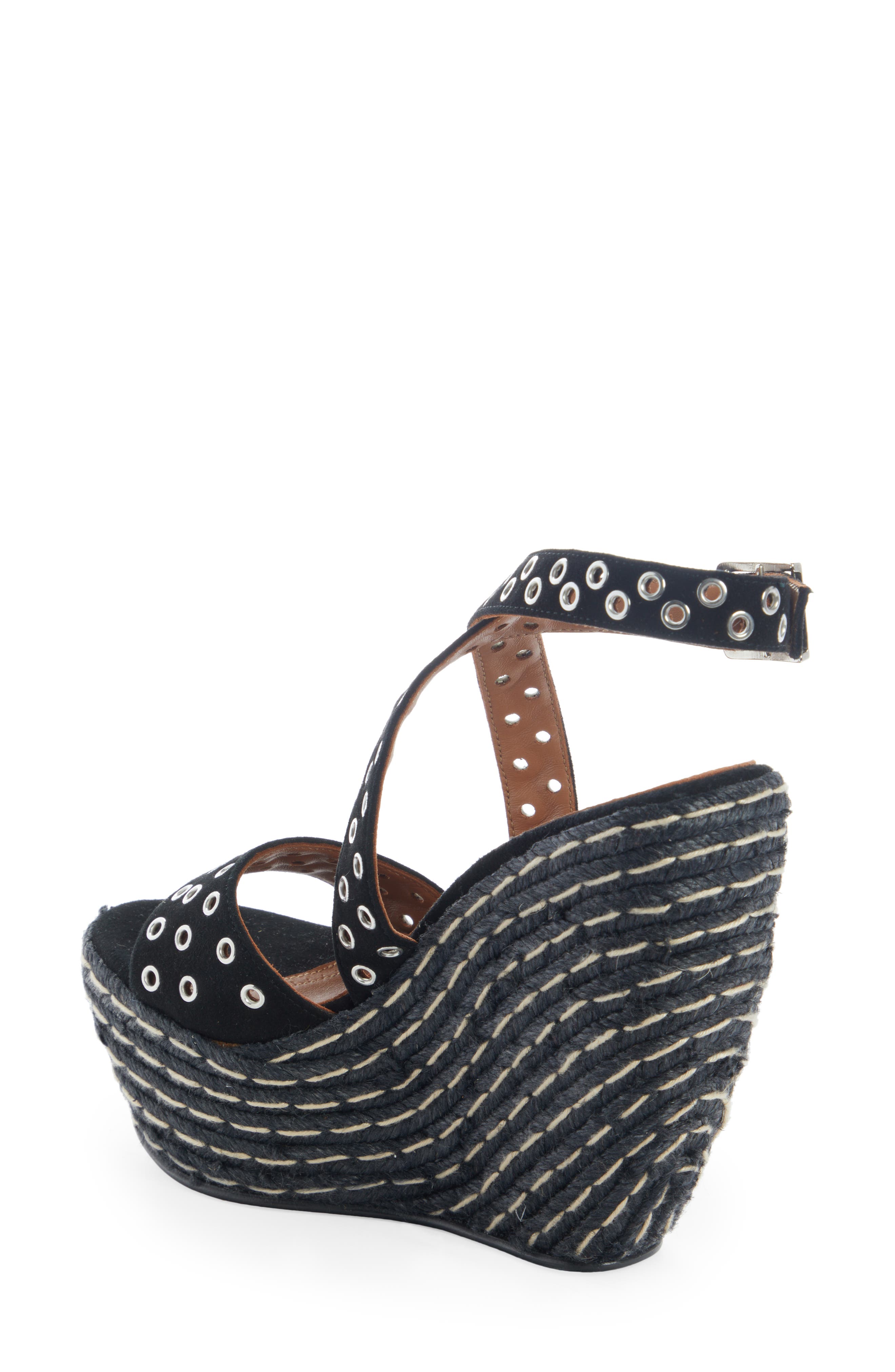 Alaïa Grommet Detail Wedge Espadrille Sandal, Alternate, color, 