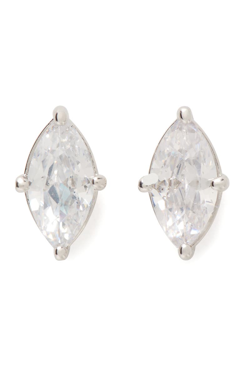 marquise cut solitaire stud earrings, Main, color, CLEAR/ SILVER