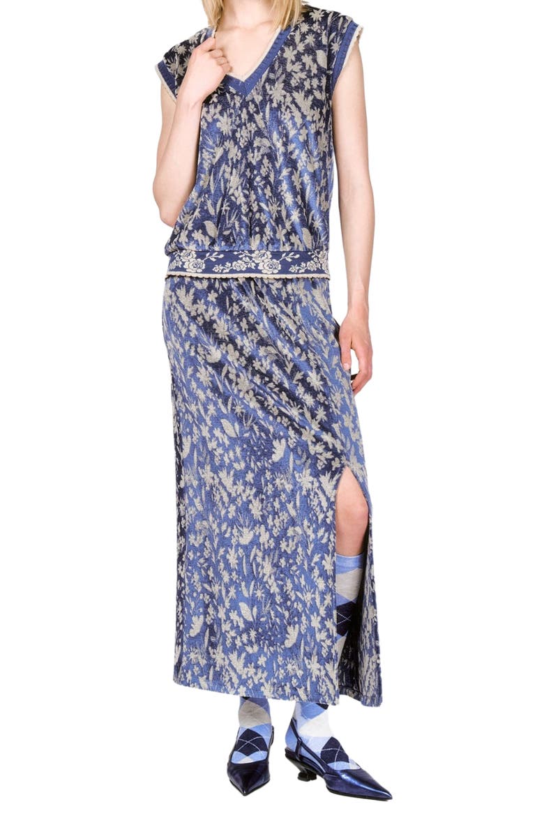 Anna Sui Bluebell Velour Maxi Skirt, Alternate, color, 