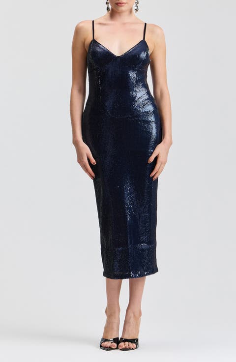 Sequined Bustier Midi Dress