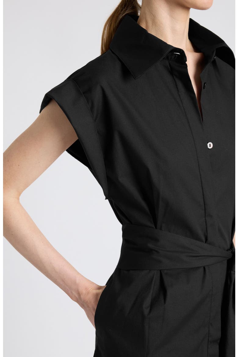 Nisa Cap Sleeve Poplin Shirt Dress, Alternate, color, Black