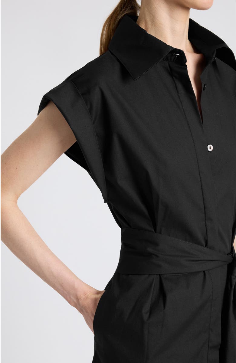 Santorelli Nisa Cap Sleeve Poplin Shirt Dress, Alternate, color, Black