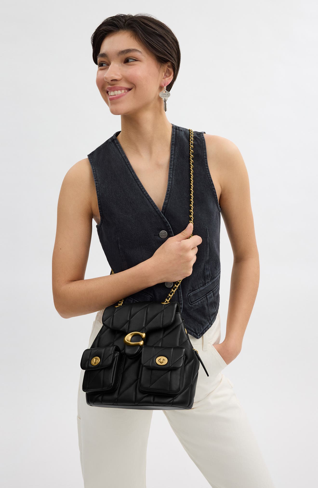 COACH Tabby Quilted Leather Backpack, Alternate, color, 