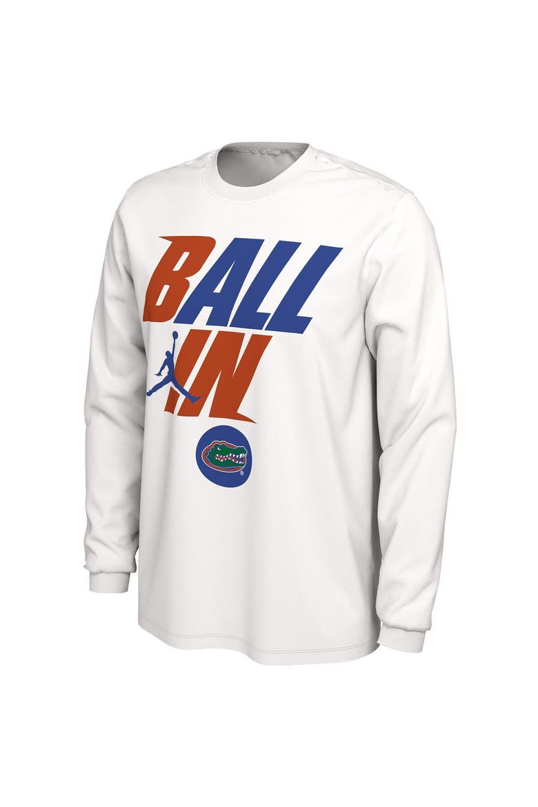 Men's Jordan Brand White Florida Gators Ball In Bench Long Sleeve T-Shirt, Alternate, color, White