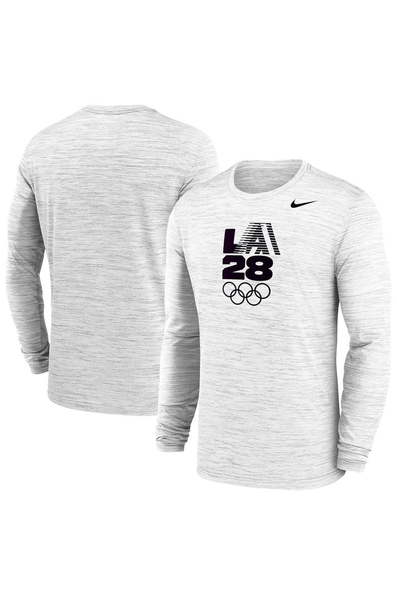 Men's Nike Heather Gray LA28 Summer Olympics Team Issue Velocity Dri-FIT Long Sleeve T-Shirt, Main, color, Heather Gray
