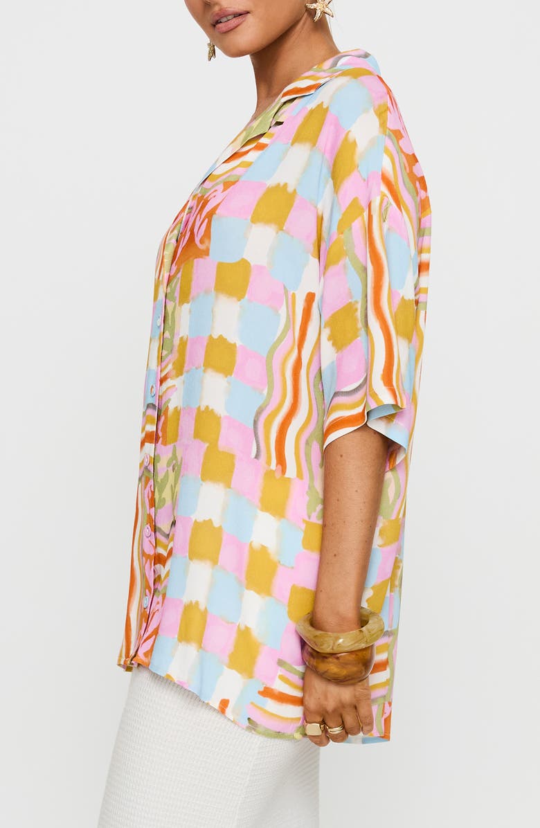 Princess Polly Caraliia Abstract Print Oversize Camp Shirt, Alternate, color, 