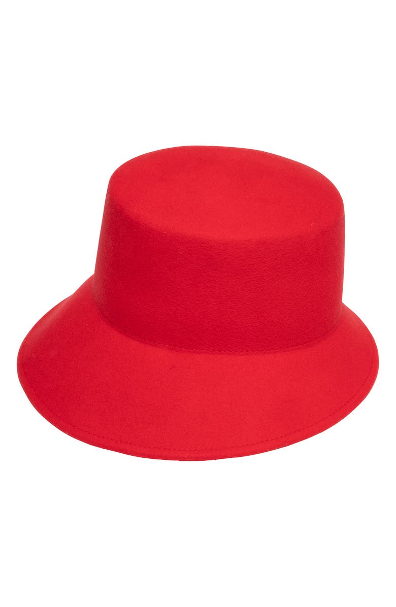 Eugenia Kim Ruby Asymmetric Wool Bucket Hat, Alternate, color, Red