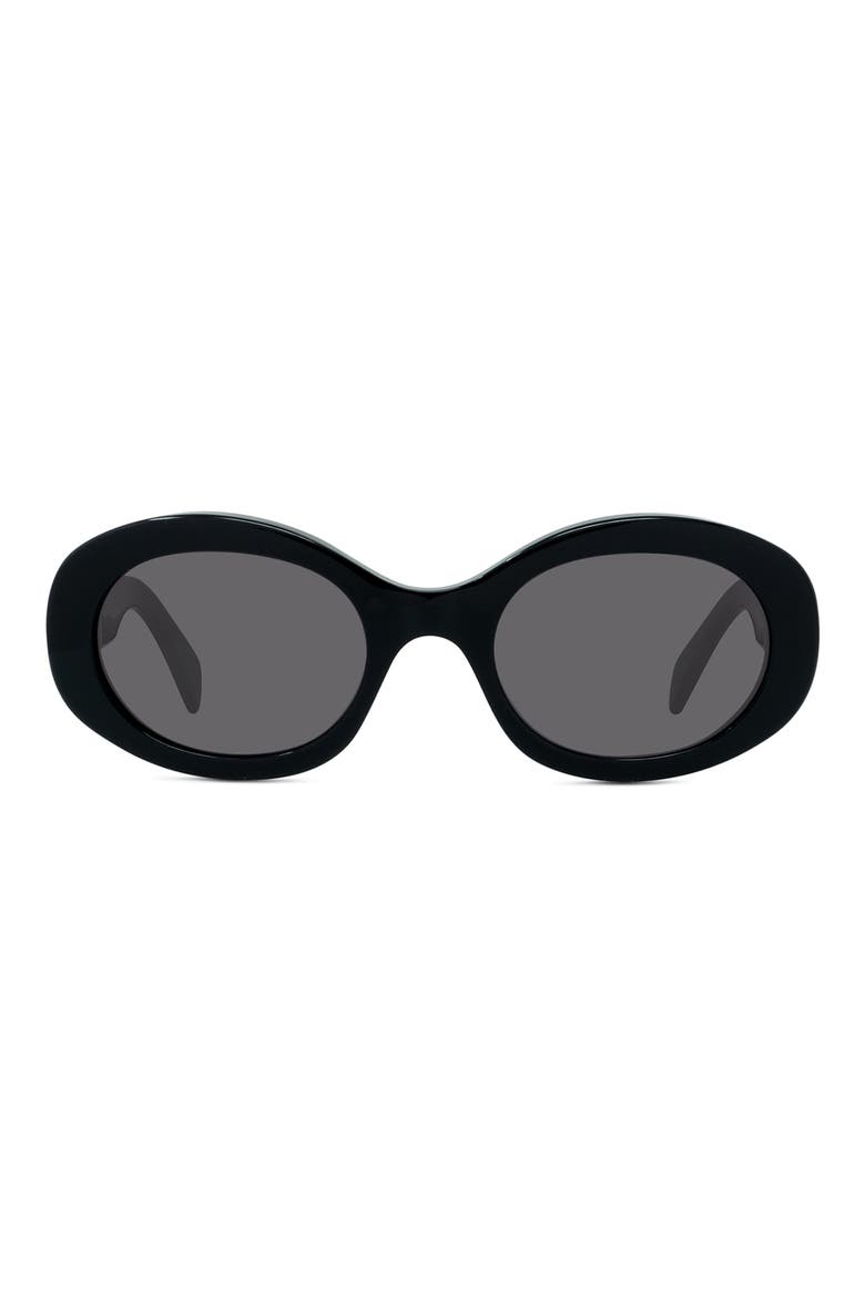Triomphe 52mm Oval Sunglasses, Main, color, SHINY SOLID BLACK/ SMOKE