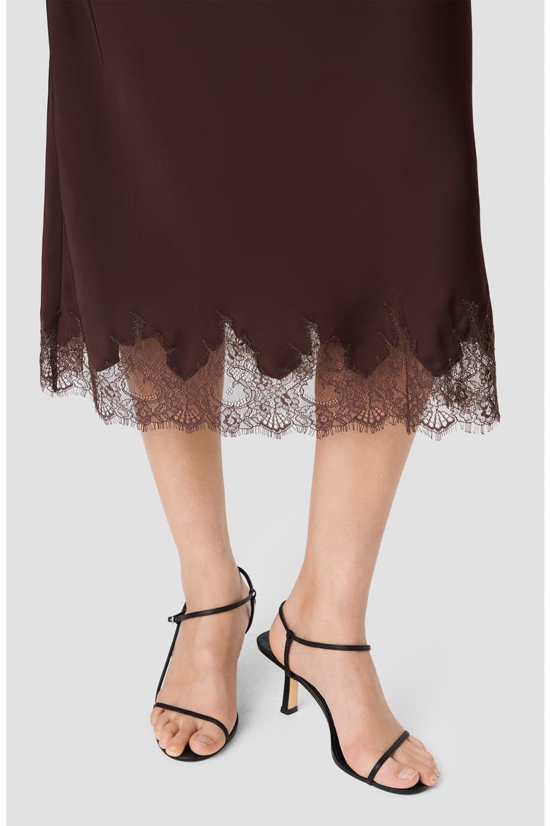 Ennis Satin Lace Midi Skirt, Alternate, color, COCOA BROWN