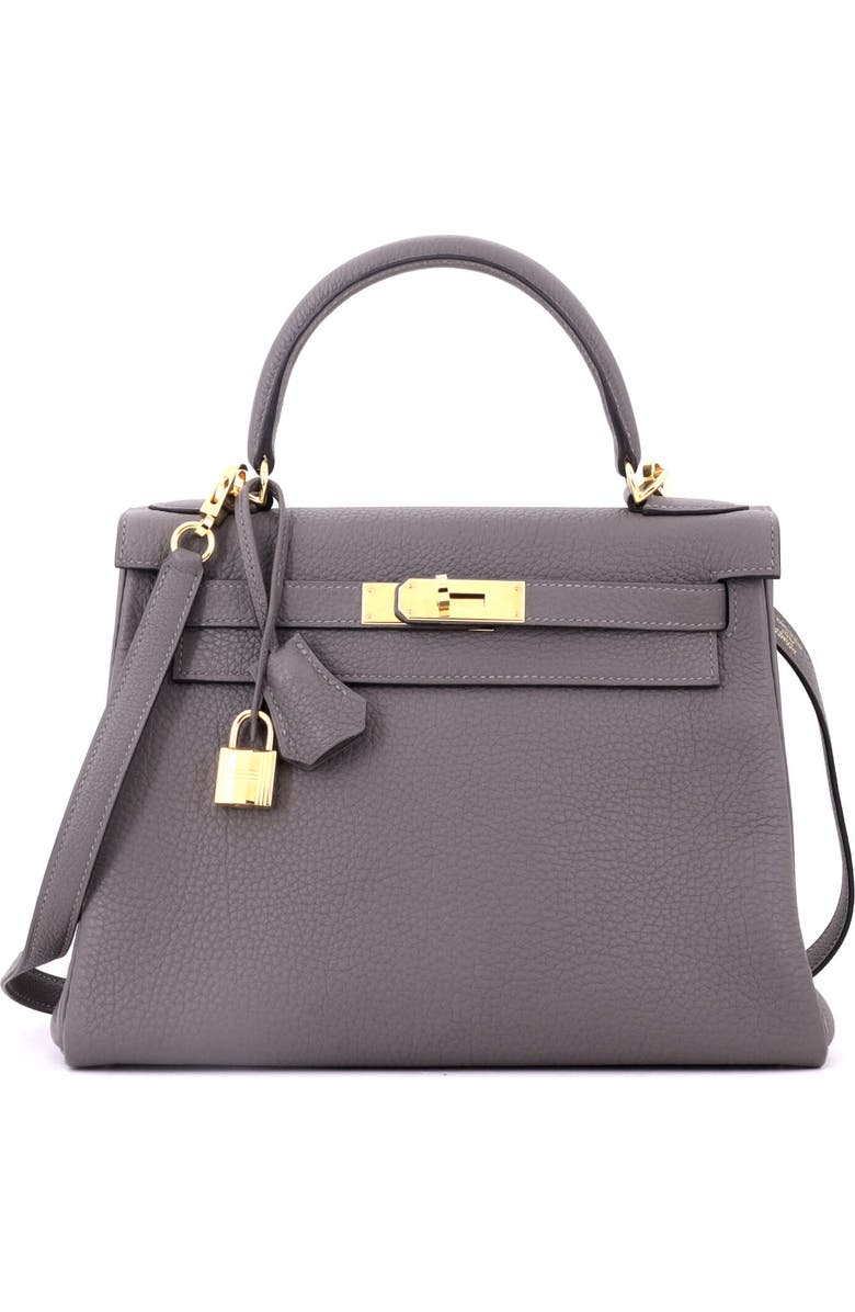 Pre-Owned Hermes Kelly Handbag Grey Togo with Gold Hardware 28, Main, color, Gris Meyer