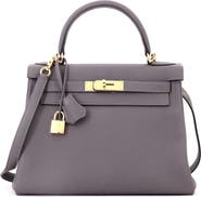 Pre-Owned Hermes Kelly Handbag Grey Togo with Gold Hardware 28