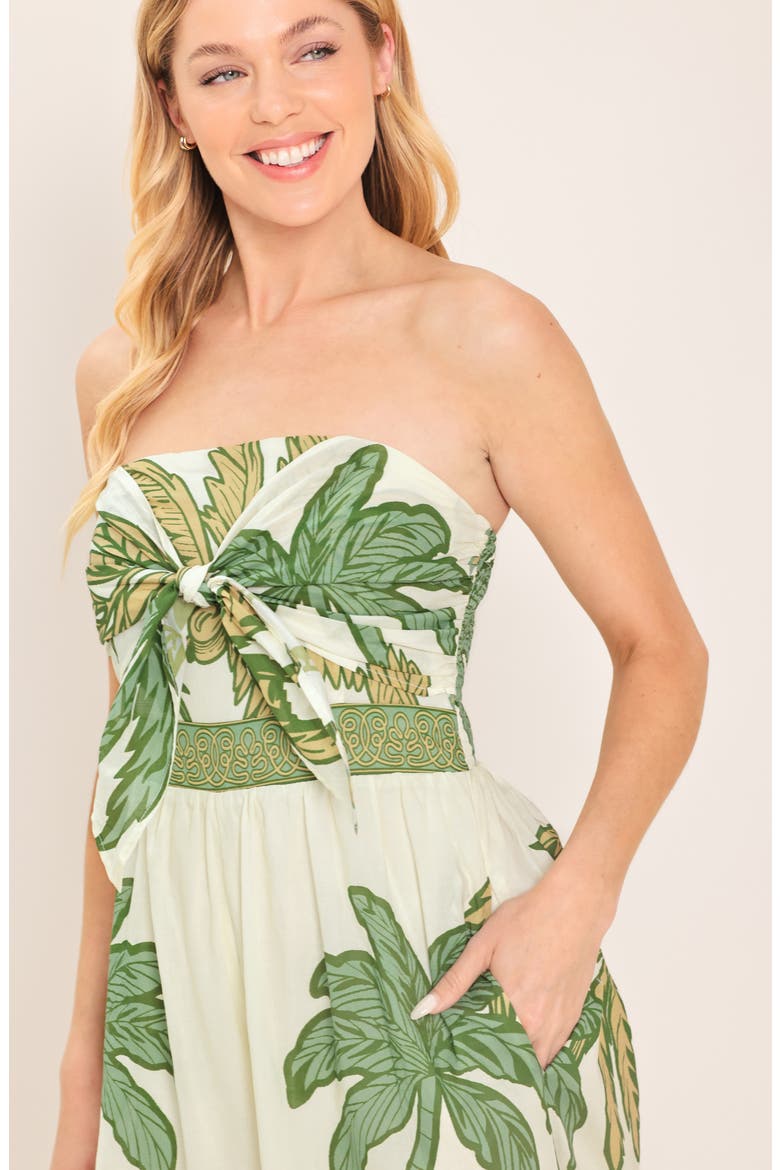 Placed Print Strapless Cotton Maxi Dress, Alternate, color, IVORY OLIVE
