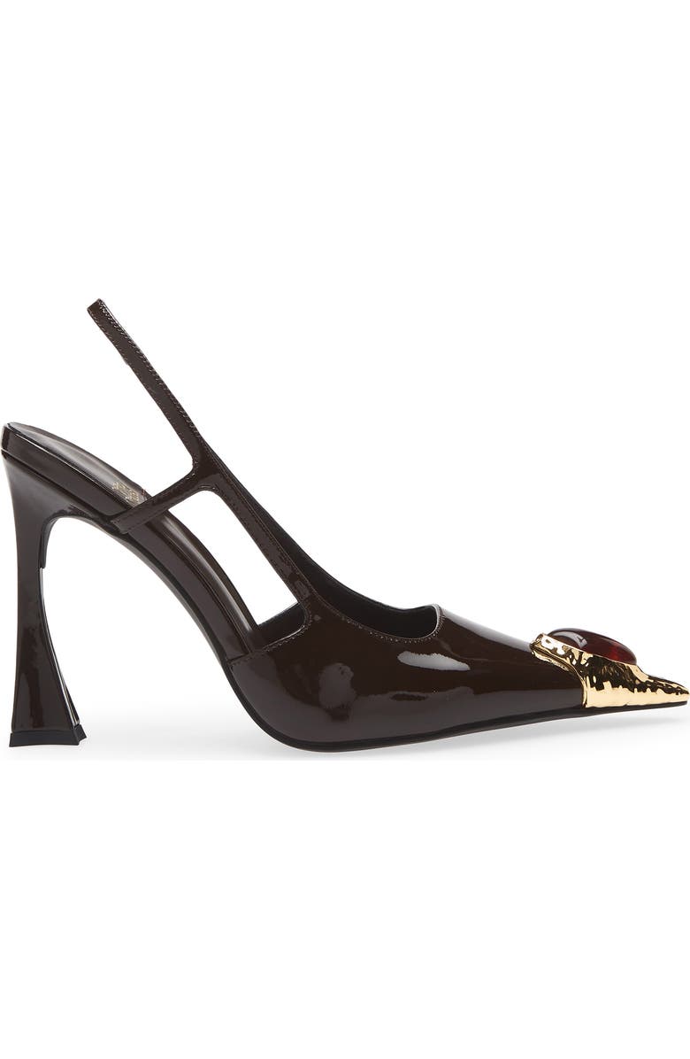 Jeffrey Campbell Sorcerer Pointed Toe Slingback Pump, Alternate, color, Brown Patent Gold Brown