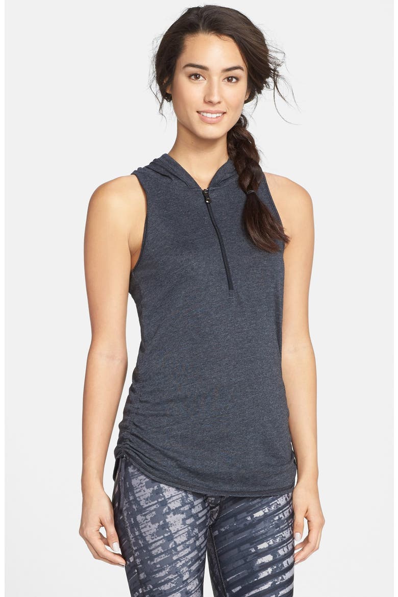 Sleeveless Racerback Hoodie, Main, color, BLACK