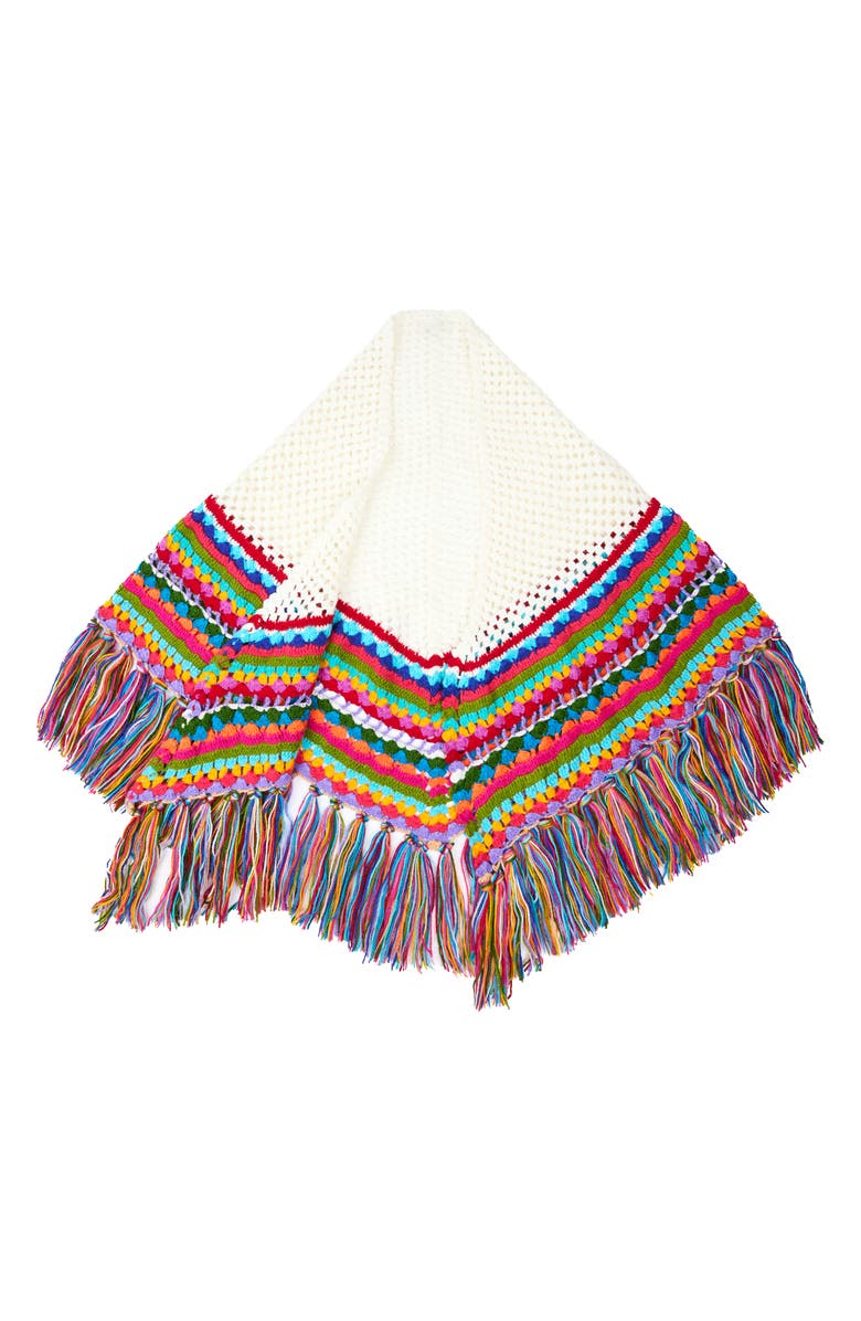 SAACHI Crochet Rainbow Fringe Shawl, Alternate, color,