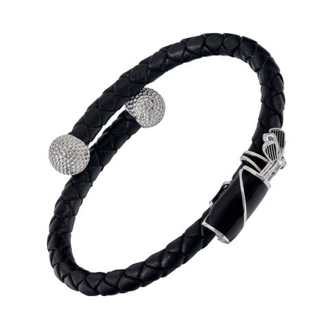 Braided Leather Bracelet With Golf Bag Detail