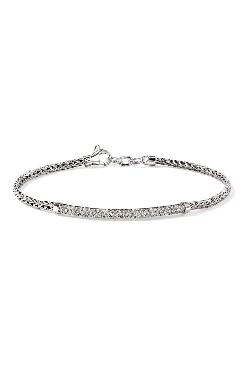 JH Essential Pavé Bracelet, Gold, Diamonds, 2.5mm, Main, color, SILVER/DIAMONDS