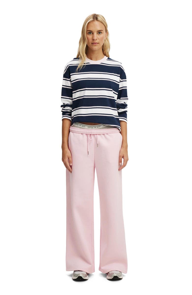 COTTON ON BODY Women's Active Long Sleeve Graphic Crew, Alternate, color, Prep Sport Navy Stripe