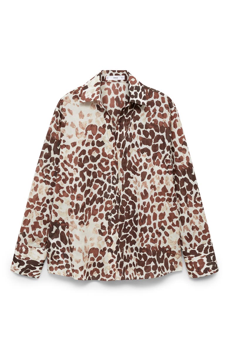 MANGO Floral Cotton Button-Up Shirt, Alternate, color, 