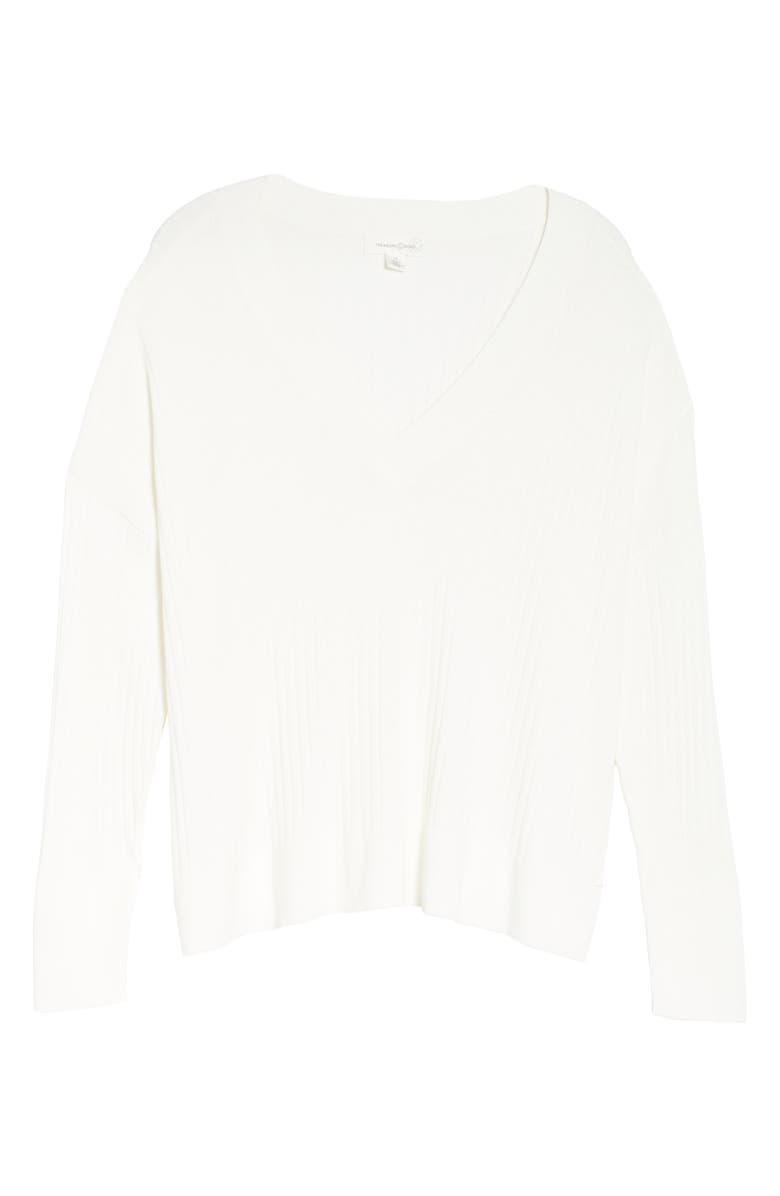 Treasure & Bond Wide Ribbed V-Neck Pullover, Alternate, color, 