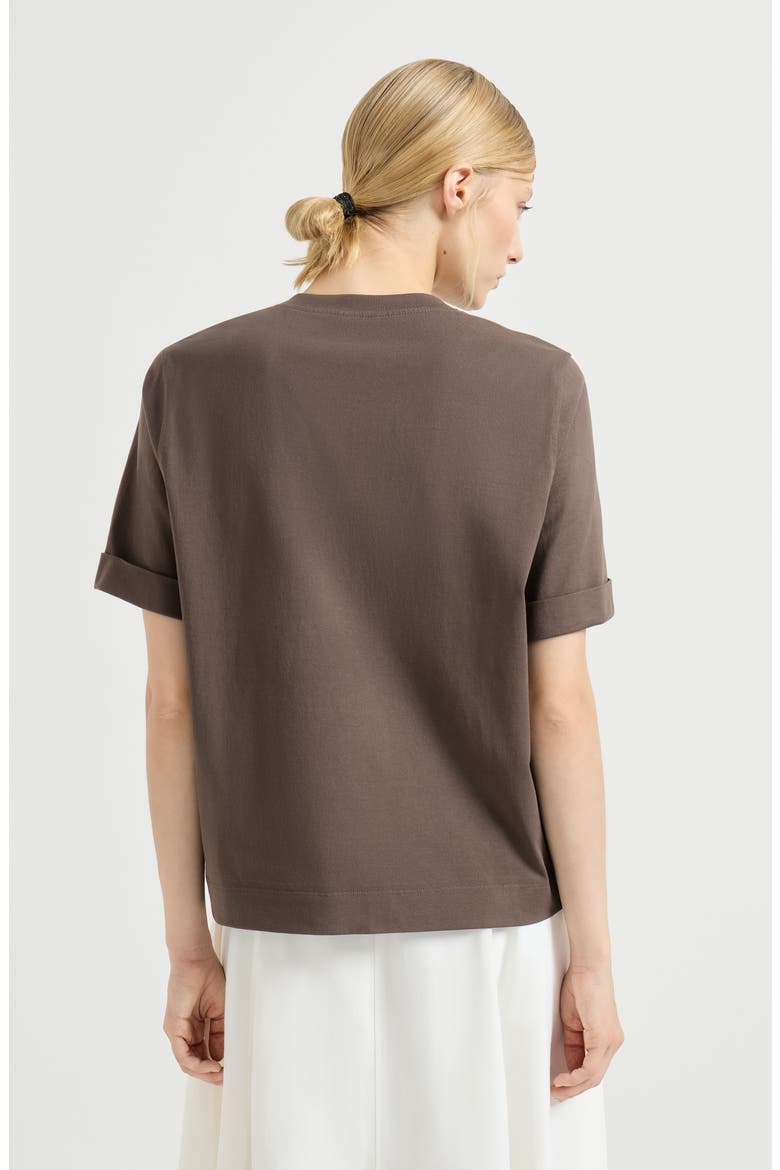 Cotton jersey T-shirt, Alternate, color, Brown