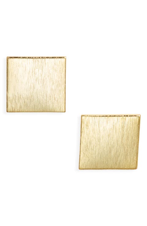 Eliza Brushed Square Stud Earrings